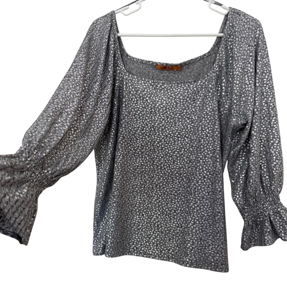 Belldini Metallic Shimmer Top XL NWT Silver Square Neck Off Shoulder‎ Whimsigoth
